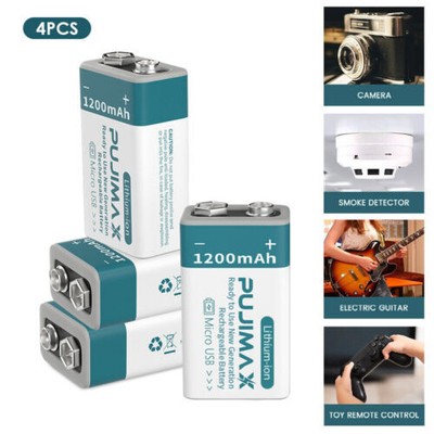 USB Direct Rechargeable 9V Battery 1200mAh 9 Volt  Batteries 6F22 lot