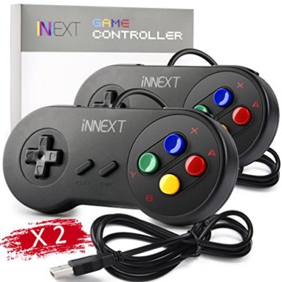 2 Pack iNNEXT SNES Retro USB Super Famicom Controller Gamepad Joystick PC Joypad
