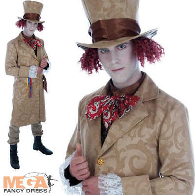 Dickensian Toff + Hat Mens Edwardian Fancy Dress Mad Hatter Adult Costume Outfit
