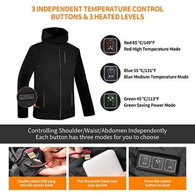 ISOPHO ISOPHO BEHEIZBARE JACKE USB LADE HEIZJACKE HERREN DAMEN BEHEIZTE JACKE WASSER...