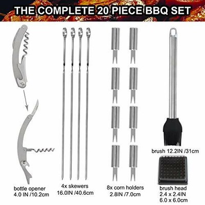 Grillkoffer Set Edelstahl Grillbesteck von grilljoy (20 Teilig)