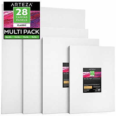 Arteza Painting Canvas Panels Multi Pack, 9x12