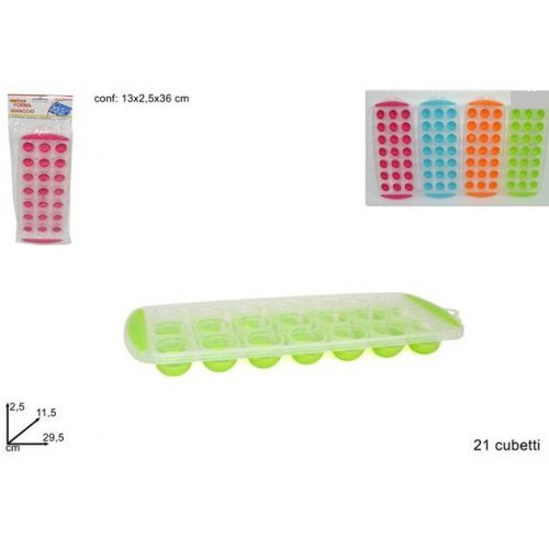 Vaschetta FormaGhiaccio Forme 21 Cubetti Ghiaccio Colorate Silicone idea