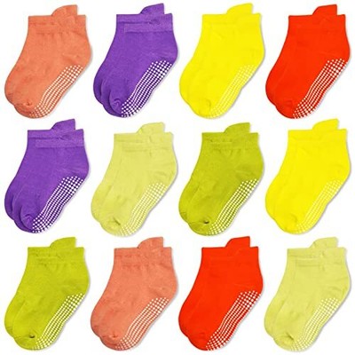 12 Pairs Anti Skid Ankle Socks For Kids Grips