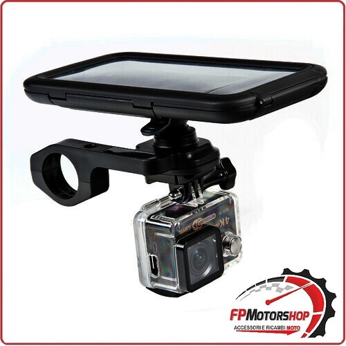 90551 COMBO STAFFA SUPPORTO PER ACTION CAM CON ATTACCO FISSO MANUBRIO MOTO