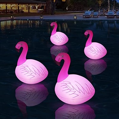 Rukars Solar Floating Lights 4 PCS, Flamingo Floating Pool Lights Solar Power...