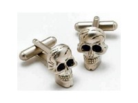Onyx-Art London CK903 White Skull Black Crystal Eyes Cufflinks in Gift Box
