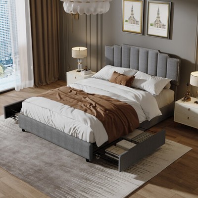 With 2 Drawers Stitched Padded Headboard