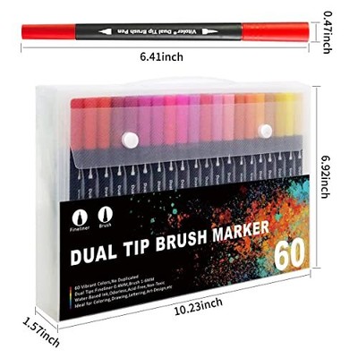 Dual Brush MarkersFine Tip Brush Pens Art Markers for Kids Adult Coloring Dra...