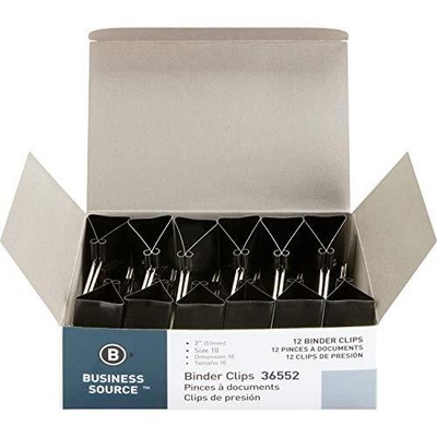  Fold-Back Binder Clips, Black, Large (Pack of 12) 
