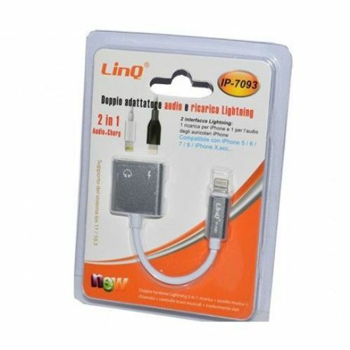 Cavo Adattatore 2in1 Audio + Caricabatteria Lightning Per Iphone IP-7093 linq