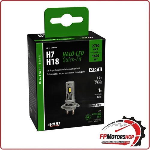 57690 12V HALO LED LAMPADA LAMPADINA H7/H18 25W PX26D / PY26D PER AUTO MOTO