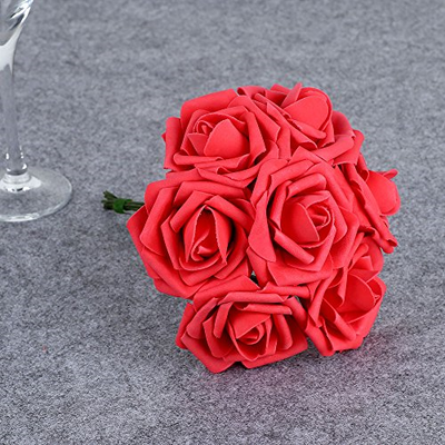 Febou Artificial Flowers, 50pcs Real Touch Artificial Foam Roses DIY for Wedding
