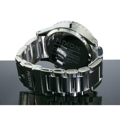 Pre-owned Nixon Genuine Brand Watch 51-30 Chrono Highpolish Silver White A083-488 A083488