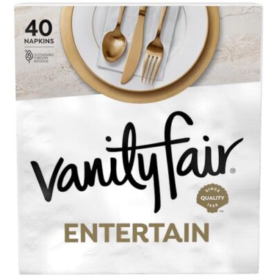 tVanity Fair Entertain Paper Napkins, 40 Count, Disposable Napkins Made For E...