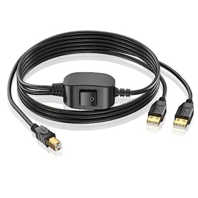 Printer Cable Splitter 1 in 2 Out Printer Splitter for Two Computers USB-B Ma...