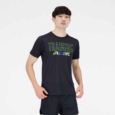 

New Balance Mens United Airlines NYC Half Training Accelerate с коротким рукавом, Black