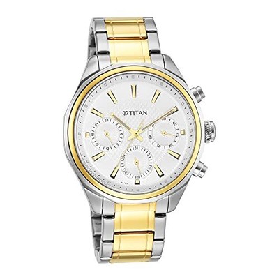 Pre-owned Titan Analog White Dial Men's Watch-np1829bm01/np1829bm01