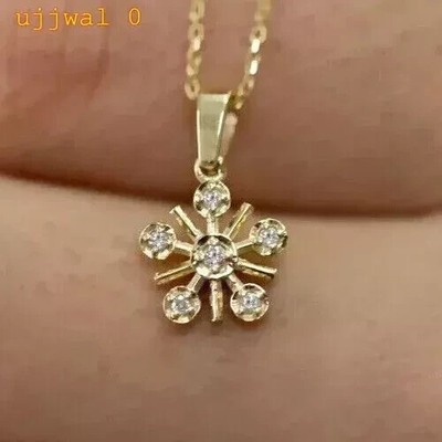 1Ct Round Lab Created Diamond Women's Snowflake Pendant 14K Yellow Gold Plated