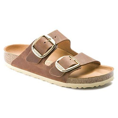 Pre-owned Birkenstock Women's Arizona Big Buckle Cognac Oiled Leather (regular Width) - 1 In Brown