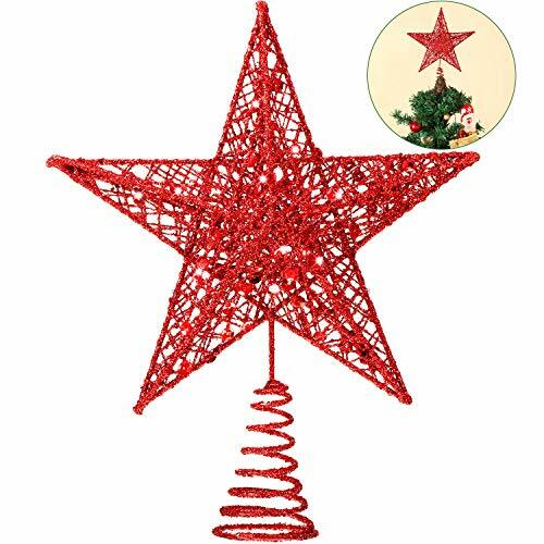 Stella Albero Di Natale.Blulu 10 Pollici Stella Albero Di Natale Topper Rosso Ebay