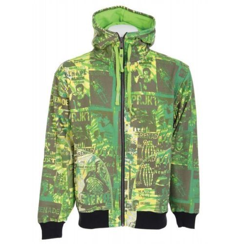 GRENADE Double Zip Logo Puffer Hoodie Jacket w/Mini-Grenade Sports