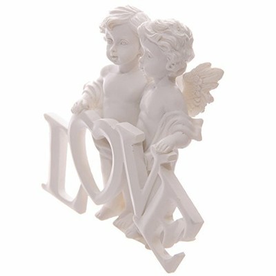 Puckator Sweet Cherub Couple Holding Love Letters, Resin, Mixed, Height 9.5cm Wi
