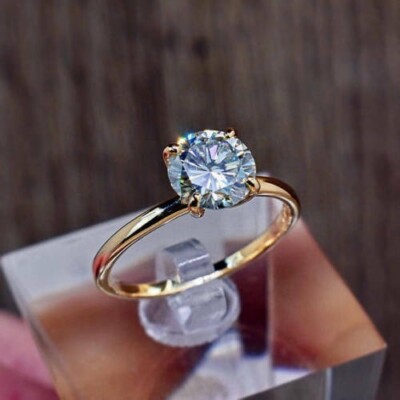 2Ct Round Lab Created Diamond Solitaire Engagement Ring 14k Yellow Gold Plated