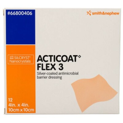 Acticoat Flex 3 Silver Dressing 4 X 4 Inch Square, Sterile, Case of 48,