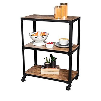 Mind Reader Bar Cart Rolling Cart Microwave Stand 3-Tier Coffee Cart Kitchen ...