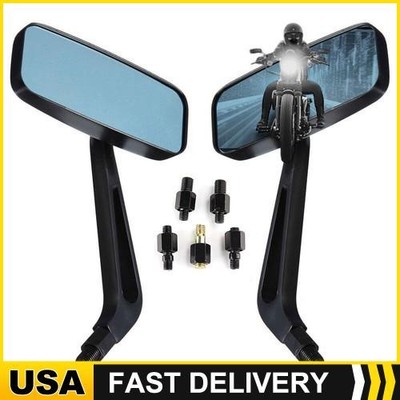 Polished Universal 8mm 10mm Mirrors For Harley Cruiser Chopper Bikes