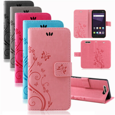 ZTE Handy Tasche Handyhülle Wallet Schutz Hülle Blumen Flip Cover Buch Case Etui