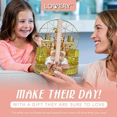 Bath and Body Gift - 13 Pc Set of White Rose Jasmine Home Spa in Perfume Holder