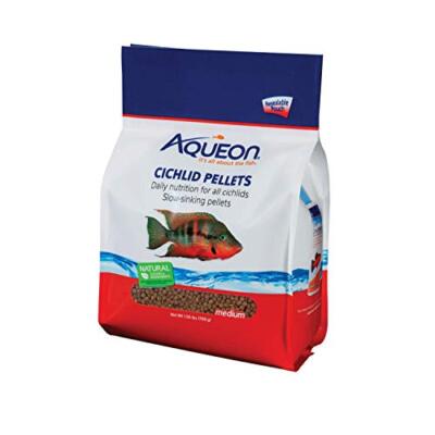 Aqueon Cichlid Slow Sinking Fish Food Pellets Medium Size 25 Ounce