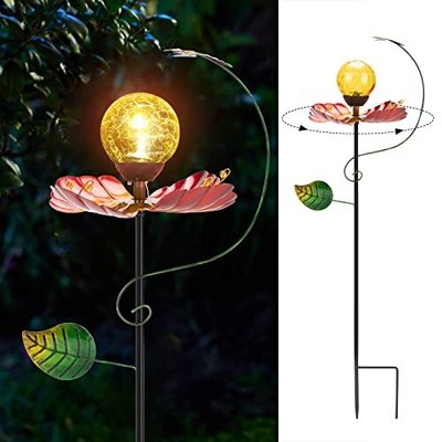 Metal Flower Decor Colorful Spinning Windmill Lotus Pathway
