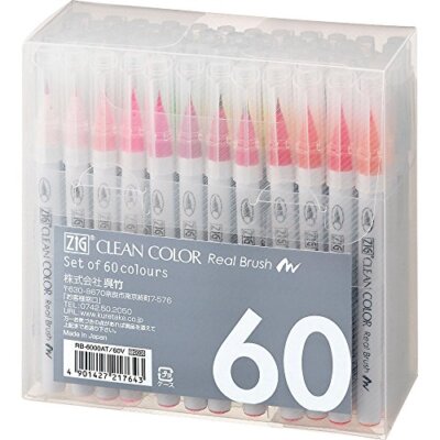 Kuretake ZIG CLEAN COLOR Real Brush 60 Colors set AP-Certifi