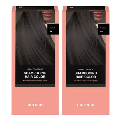 Moremo Shampooing Hair Color Gray Cover Dye, Black, 2EA