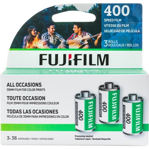 FUJIFILM 400 Color Negative Film (35mm, 36 Exposures, 3 Rolls)
