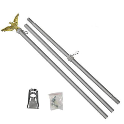 6' Silver Aluminum Flag Pole Kit With Eagle Topper & Bracket NO FLAG New