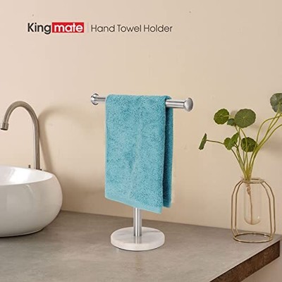 Hand Towel Holder Stand Natural Marble Base T-Shape Fingertip Towel Rack Rust...
