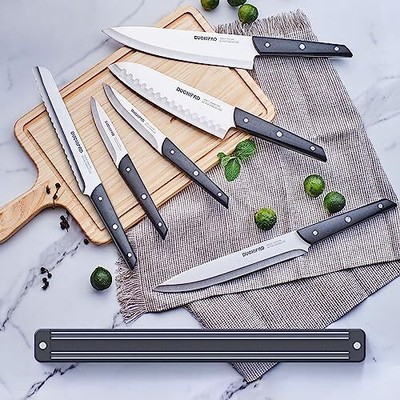 DUCHIFAD Magnetic knife Strip with Knife set 6 piece knife set with knife hol...