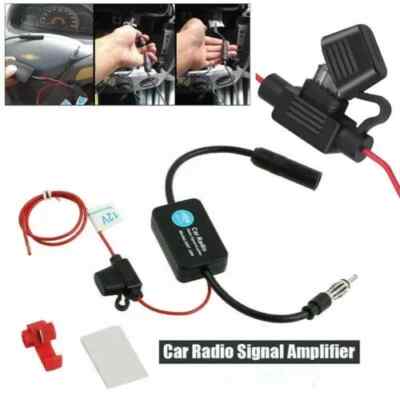 Car Stereo FM & AM Radio Signal Antenna Signal Amplifier Auto Aerial Amp Booster