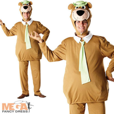 Yogi Bear Mens Fancy Dress Animal Cartoon Character 1950s Adults Costume Outfit