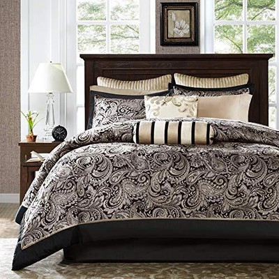 Aubrey Cozy Comforter Set, Faux Silk Jacquard Paisley Design - All Season Dow...