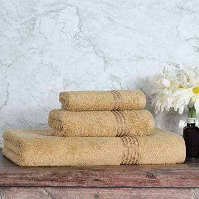 SUPERIOR 3-Piece Towel Set, Egyptian Cotton, Toast