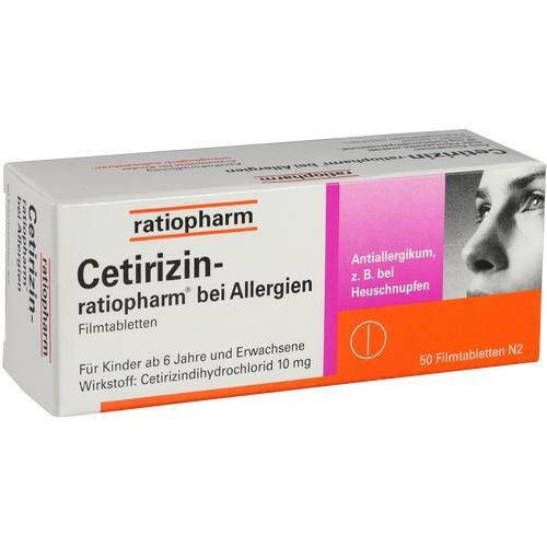 CETIRIZIN ratiopharm bei Allergien 10 mg 50 Filmtabl. MHD 07/2021 PZN 02158159