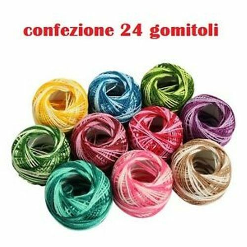Set 24 Gomitoli Filato Uncinetto 12 Colori Cucito Ricamo Colorato moc