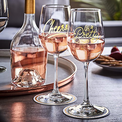 Easy, Tiger Wine Glass with Foil, Gold Cheers 16 oz