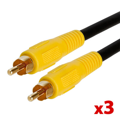 3PCS 3FT RCA Male to Male Cable Digital Coax Coaxial Audio Video Subwoofer Cord