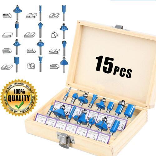 US 15Pcs Carbon Milling Cutter Router Bit Set Tungsten Carbide Router 1/4
